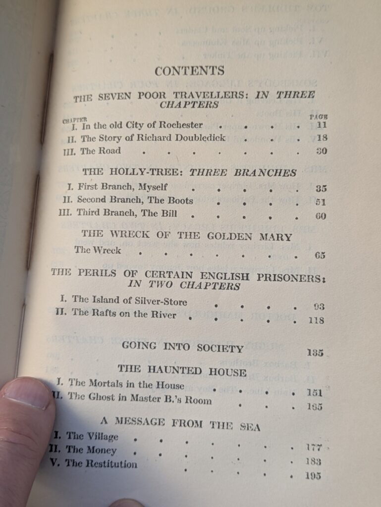 Dickens's Christmas Stories content page